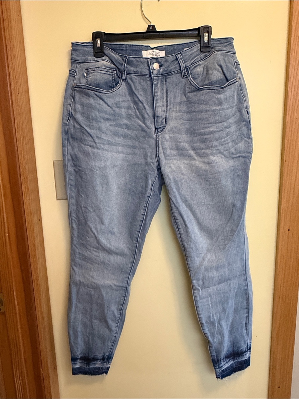 Judy Blue Light Wash Skinny Jeans with Dark Hem Accent